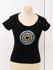 Y2K Sequin Target Top Μαύρο Bodycon (S) με Πολύχρωμες Πούλιες