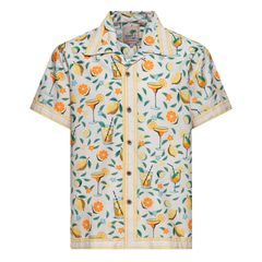 King Kerosin Πουκάμισο Κοντομάνικο Hawaii Citrus Cocktail shirt creme - M