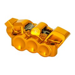 Arlen Ness, 6-p mono-block radial caliper. Left. Gold