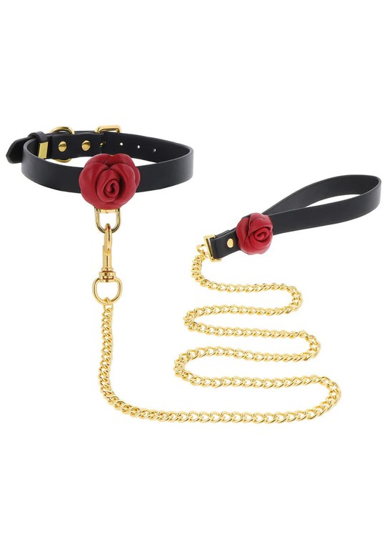 Taboom Wild Roses Collar & Leash - Black