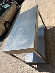 Τραπέζι Inox ανοξείδωτο με ράφι-thumb-3