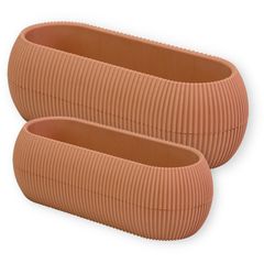 Γλαστράκι CORAL για κακτάκι terracotta No371 οβάλ με πιάτο 0.55lt VIOSARP