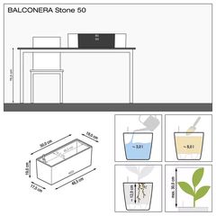 Αυτοποτιζόμενη ζαρντινιέρα Balconera Stone 50 πλαστική λευκή Lechuza