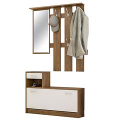 Έπιπλο εισόδου Rane Intrahome καρυδί-λευκό 100x27,5x187εκ INTRAPA-284111133