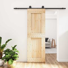 Συρόμενη Πόρτα 70 x 210 cm Συμπαγές Ξύλο Πεύκου (Ακατέργαστο) 3444992