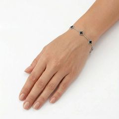Clover βραχιόλι μαύρο ατσάλι-thumb-1