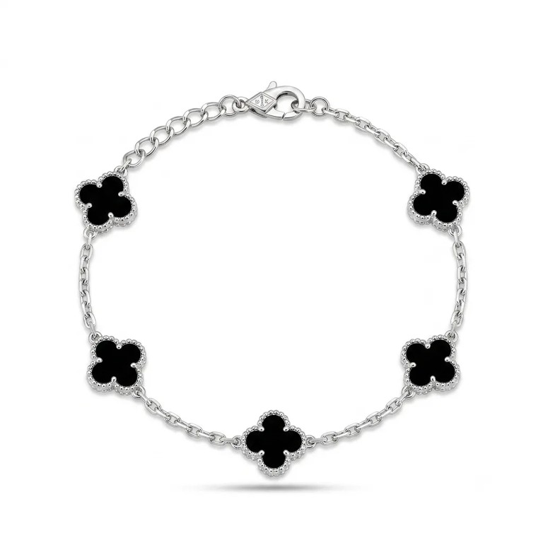 Clover βραχιόλι μαύρο ατσάλι