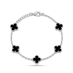 Clover βραχιόλι μαύρο ατσάλι