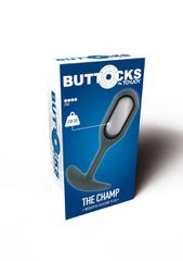 ToyJoy Buttocks The Champ Weighted Plug - Grey-thumb-4