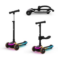 Kinderkraft Πατίνι 2 σε 1 με Κάθισμα & LED Φωτισμό Raket Up Black