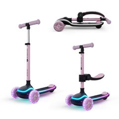 Kinderkraft Πατίνι 2 σε 1 με Κάθισμα & LED Φωτισμό Raket Up Pink