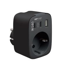 SAS αντάπτορας fast charge 3.0A μαύρος 100-15-189