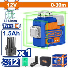 Wadfow WLE8M12 Αυτορυθμιζόμενο Γραμμικό Αλφάδι Laser Πράσινης Δέσμης 12V με Εύρος Εργασίας 30m