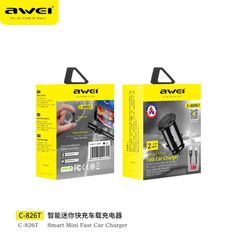 Φορτιστής αναπτήρα αυτοκινήτου Quick Charger με καλώδιο φόρτισης TypeC - C-826T - AWEI - 099691