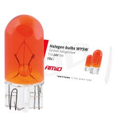 Amio - Λαμπάκια Αυτοκινήτου T10 WY5W 24V 5W W21x9.5d Πορτοκαλί Χρώμα (Καρφωτά χωρίς Κάλυκα) Αλογόνου σε κουτί 10ΤΕΜ. (01001/AM)