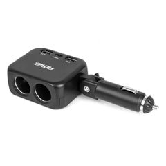Amio - ΑΝΤΑΠΤΟΡΑΣ ΑΝΑΠΤΗΡΑ 12/24V 100W ΜΑΥΡΟΣ/2 ΘΕΣΕΙΣ/1xUSB-A+1xUSB-C/ΠΕΡΙΣΤΡΟΦΗ 180 ΜΟΙΡΩΝ - 1 ΤΕΜ. (04357/AM)