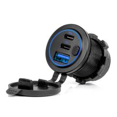 Amio – Φορτιστής Αναπτήρα 12/24V 2xUSB-C + USB QC3.0 για Ταχεία Φόρτιση & Ασφαλή Χρήση με LED – 1 Τεμ. (04596/AM)