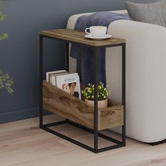 Τραπεζάκι βοηθητικό Lido Megapap χρώμα καρυδί Ud 60x22x62εκ.