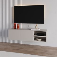 Έπιπλο τηλεόρασης επιτοίχιο Conrad Megapap χρώμα sandstone 140x35x38εκ.