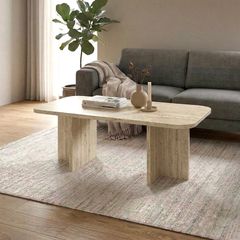 Τραπεζάκι σαλονιού Hillary Megapap χρώμα travertine 100x60x41,8εκ.