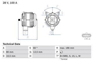ΔΥΝΑΜΟ 28V 100A MAN F2000,TGA D28 για MAN LC
