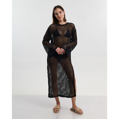 Ble Γυναικείο Φόρεμα Μακρύ Viscose Μαύρο Πλεκτό