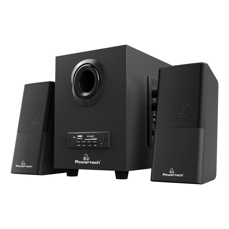 POWERTECH ηχεία Premium sound16W, USB/SD/FM/BT, remote, μαύρα