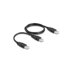 DELOCK καλώδιο USB σε 2x USB 80000, 480Mbps, 70cm, μαύρο