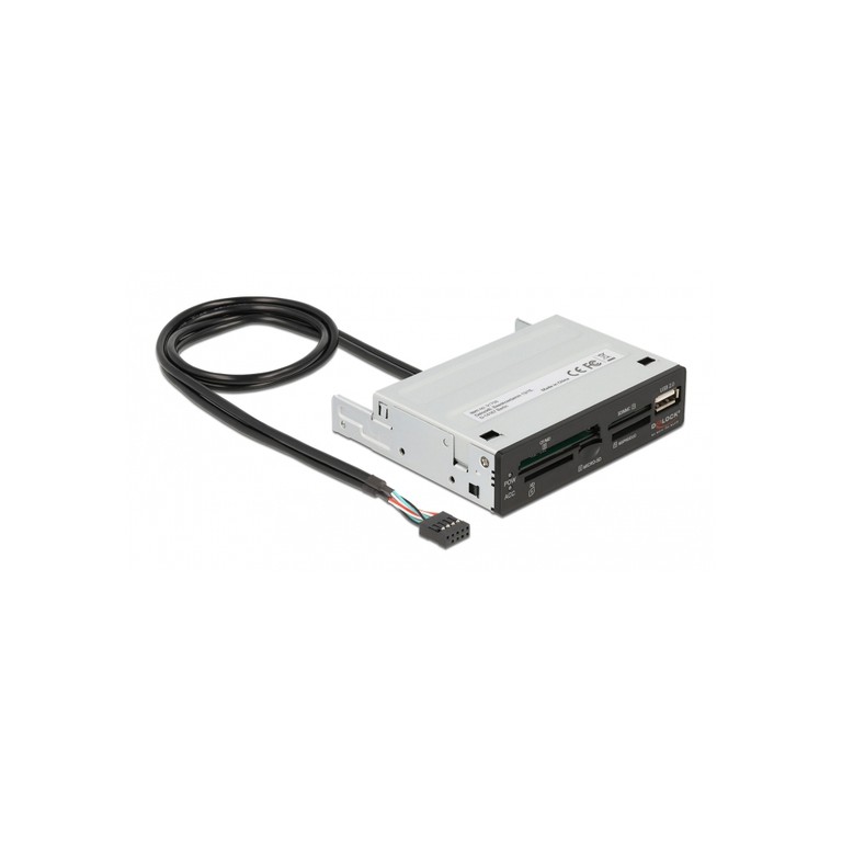 DELOCK USB 9-pin card reader 91708, CF/SD/XD/MS/Micro SD/USB, 3.5" bay