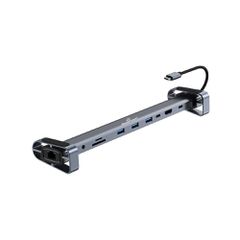 POWERTECH docking station PTR-0152, 10 θυρών, βάση laptop, USB-C, γκρι