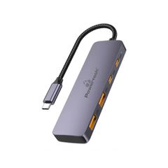 POWERTECH USB hub CAB-UC082, 4x θυρών, 10Gbps, USB-C σύνδεση, γκρι