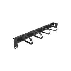 DELOCK cable management 67033, 19"/1U rack, 4x γάντζοι & βούρτσα, μαύρο