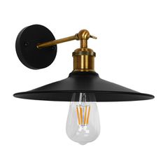 Vintage επιτοίχιο φωτιστικό kelvo® MINIMALL με ντουί 1 x E27 AC 220-240V IP20 μαύρο & χρυσό 22x39x18cm 01039