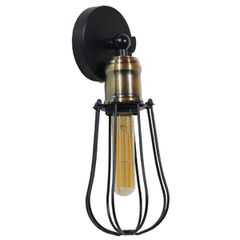 Απλίκα τοίχου vintage kelvo® CATEL για λάμπα E27 1xE27 AC 220-240V IP20 μαύρο & χρυσό 12x15x32cm 01056