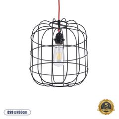 Μοντέρνο Industrial PARROT κρεμαστό φωτιστικό οροφής E27 AC 220-240V μονόφωτο μαύρο μεταλλικό πλέγμα Φ30