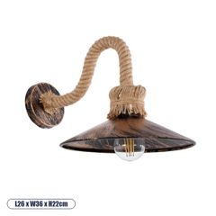 Vintage επιτοίχια απλίκα kelvo® ROBLY με ντουί E27 1xE27 AC 220-240V IP20 χάλκινο & μπεζ 26x36x22cm 01125