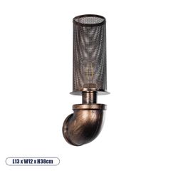 Vintage φωτιστικό τοίχου - απλίκα kelvo® RAZA με ντουί E27 AC 220-240V IP20 χάλκινο 13x12x38cm 01105