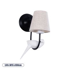 Vintage φωτιστικό τοίχου kelvo® DOVE για λάμπα με ντουί E14 AC 220-240V IP20 μαύρο & μπεζ 30x15x36cm 01084