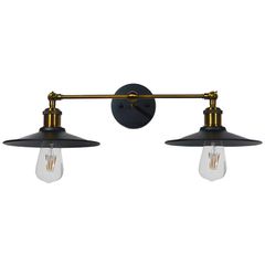 Vintage επιτοίχια απλίκα kelvo® MINIMALL με 2 ντουί E27 AC 220-240V IP20 μαύρο & χρυσό 30x60x18cm 01069