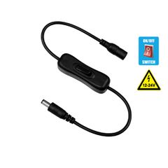 Ταχυσύνδεσμος DC Jack 5.5x2.1mm θηλυκός σε αρσενικό με διακόπτη On/Off IP20 STRIPDC μαύρος 35x19x15mm