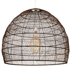 Boho κρεμαστό φωτιστικό MALIBU μονόφωτο καφέ ξύλινο BAMBOO Φ97ΧΥ86XM 1 x E27 AC 220-240V