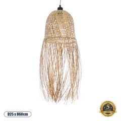 Κρεμαστό φωτιστικό Boho MANILA 1 x E27 AC 220-240V μπεζ με υφασμάτινο καπέλο φυσικού σχεδιασμού Μ25 x Π25 x Υ60