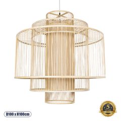 Κρεμαστό φωτιστικό Boho HIBISCUS 1 x E27 AC 220-240V μπεζ με υφασμάτινο καπέλο φυσικού σχεδιασμού Μ100 x Π100 x Υ100