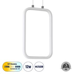 Ορθογώνιο κρεμαστό φωτιστικό DEROBA Linear Design LED σε λευκό χρώμα CCT 12W 1320lm με γωνία διάχυσης 360° AC 220-240V και δυνατότητα εναλλαγής φωτισμού μέσω διακόπτη On/Off