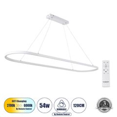 Κρεμαστό φωτιστικό BOLIVAR LED CCT 54W 6210lm δέσμης 300° με δυνατότητα εναλλαγής φωτισμού μέσω τηλεχειριστηρίου Μ120 x Π30 x Υ2cm