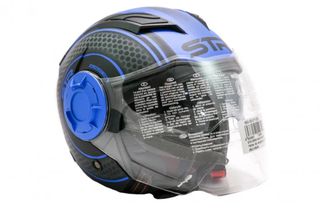 Κράνος Μηχανής STR Ανοιχτό TRON 2πλη Ζελατίνα Μαύρο Μπλε Ματ