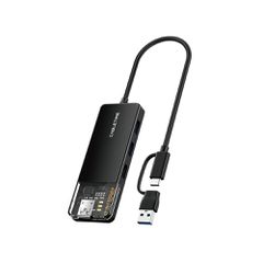 CABLETIME USB hub CT-HUBT5-PB, 4x θυρών, 10Gbps, USB/USB-C σύνδεση, μαύρο