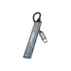 KAKUSIGA USB hub KSC-1417, 4x θυρών, USB 3.0, 5Gbps, USB-C σύνδεση, γκρι