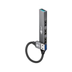 GOOBAY USB hub 74456, 4x θυρών, USB 3.2, 5Gbps, USB σύνδεση, γκρι