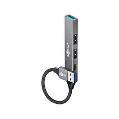 GOOBAY USB hub 74458, 4x θυρών, USB 3.2, 5Gbps, USB σύνδεση, γκρι